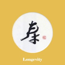 “Longevity” – Circle Calligraphy (in 12 x 12 inch bamboo style wood frame)